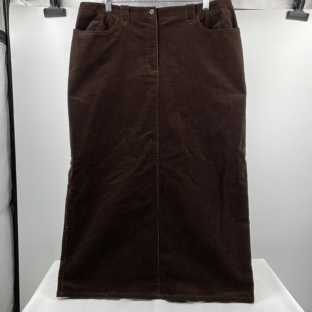 Vintage Liz Claiborne Crazy Horse Brown Corduroy Skirt boho Size 16